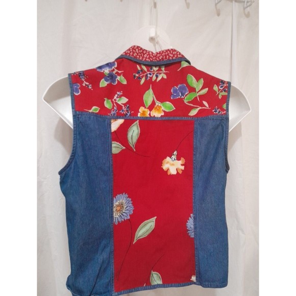 Vintage Denim And Floral Vest, Stonebridge, Sz 14 Hong Kong - Picture 5 of 8